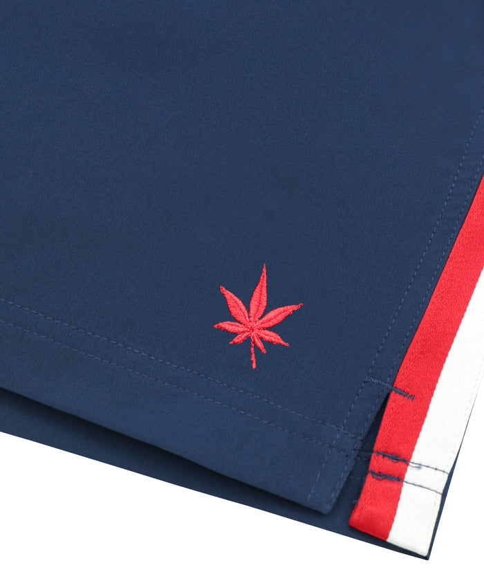 4" Tipped Match Short - Navy with Red Leaf