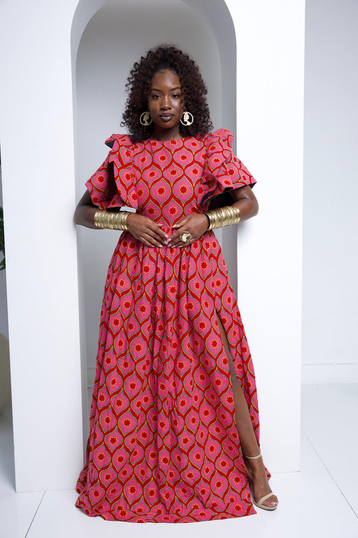 African print long maxi dress with split.π₯