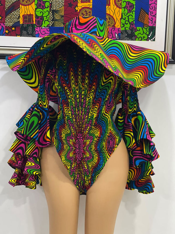African print stretchy bodysuit.π₯