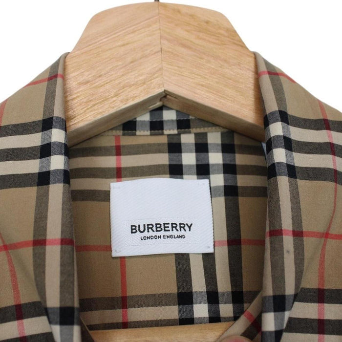 Burberry Tan Brown Nova Check Long Sleeve Poplin Cotton Shirt