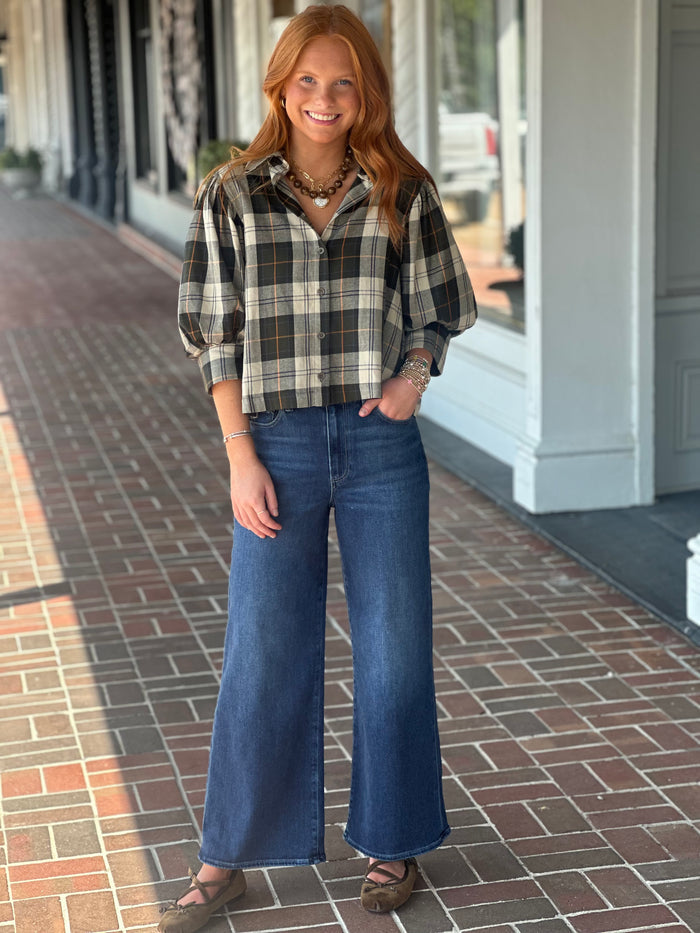 Came Back Better Green Plaid Top