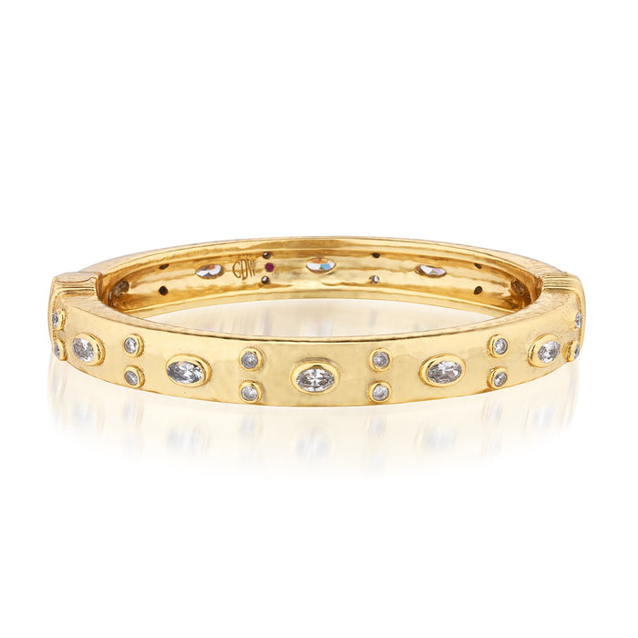 Capucine De Wulf Maharani Hinged Bangle - Clear Cubic Zirconia