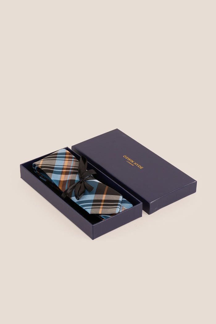 Checks Blue Black tie with sophisticated design, ideal for weddings, office meetings, and casual wear.