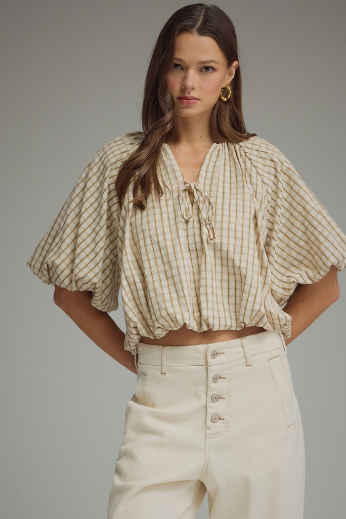 Cheers To That Gingham Oatmeal Top