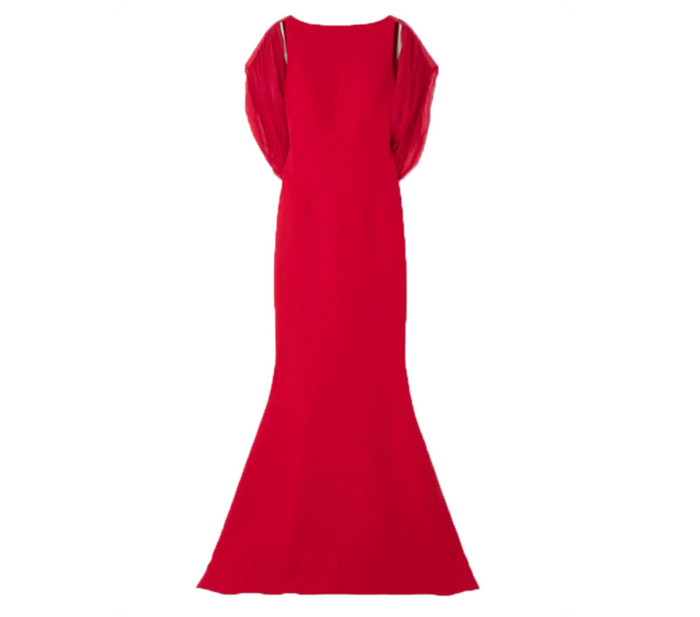 Draped-Sleeve Mermaid Gown – Scarlet