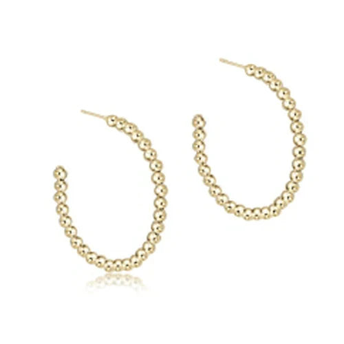 enewton Beaded Classic 1.25" Post Hoop - 4mm Gold