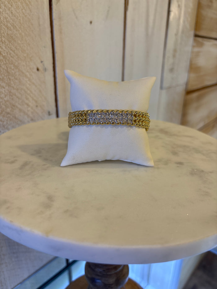 John Medeiros Beaded Collection Three Row Pave Crystal Bracelet