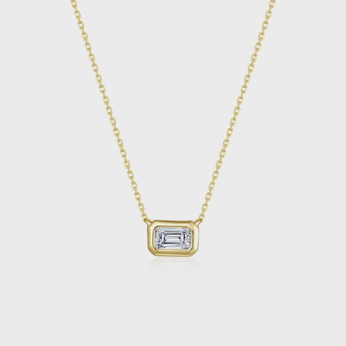 Lafonn East-West Bezel-Set Emerald-Cut Solitaire Choker Necklace