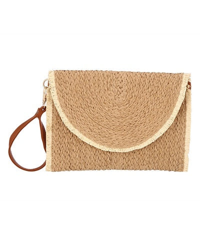 Line Trim Straw Clutch in Khaki