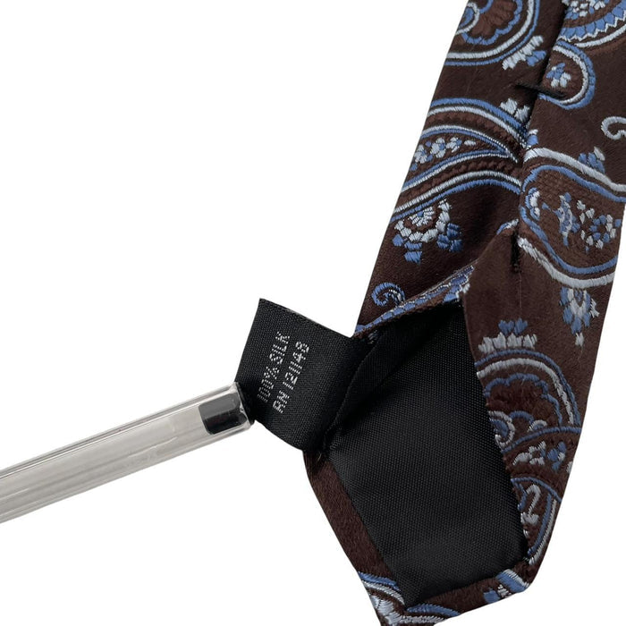 Michael Kors Brown and Blue Paisley Pattern Silk Tie