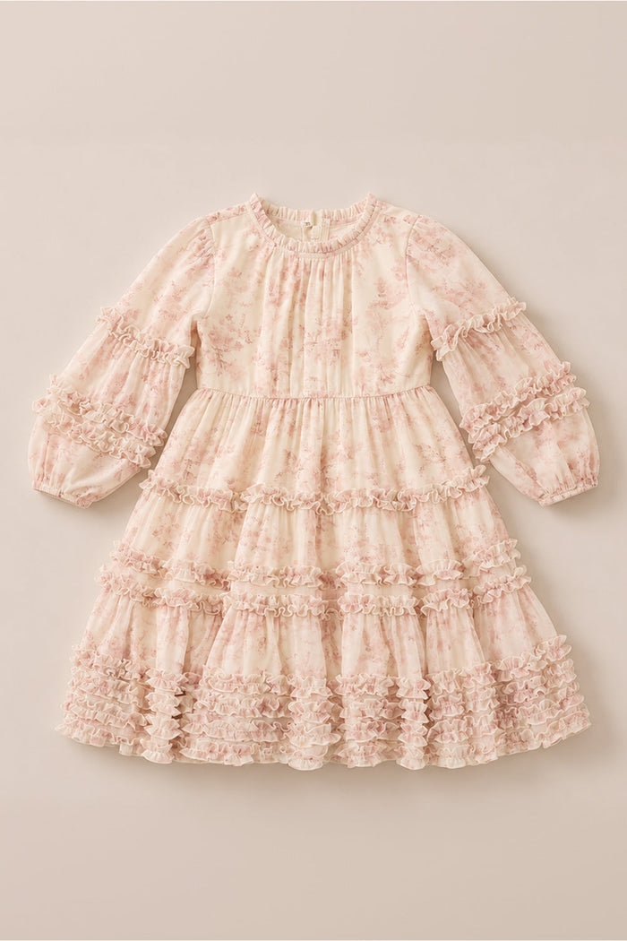 Mini Geneva Dress in Banana Creme Aquarelle Fleur