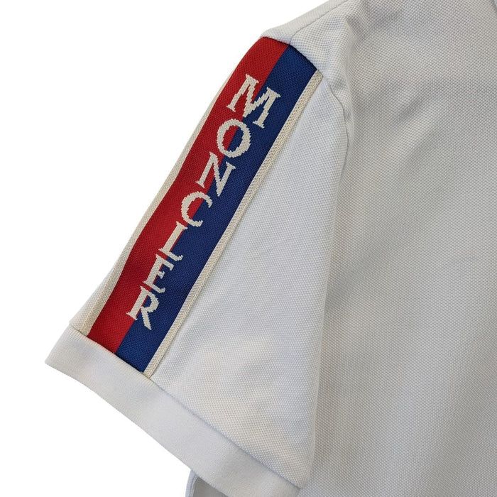 Moncler White Sleeve Stripe Logo Short Sleeve Cotton Polo Shirt