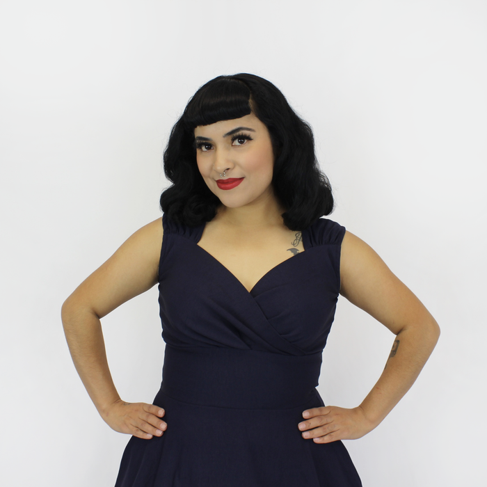Navy Blue Sweetheart Sleeveless Circle Dress| Retro Cocktail Party Dress