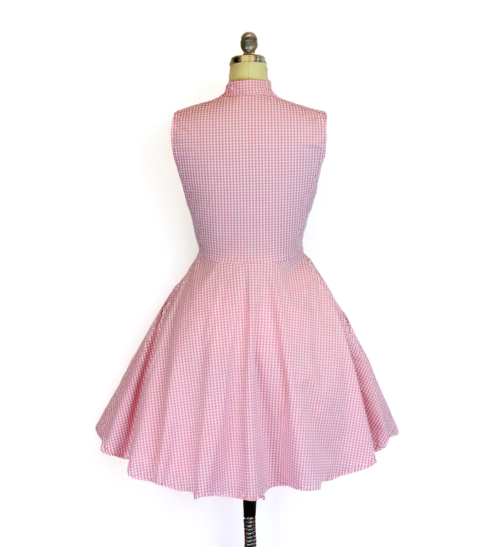 Pink Gingham Sleeveless | Western Rockabilly Dress