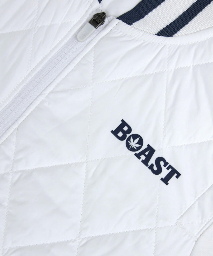 Quilted Varsity Bomber in White