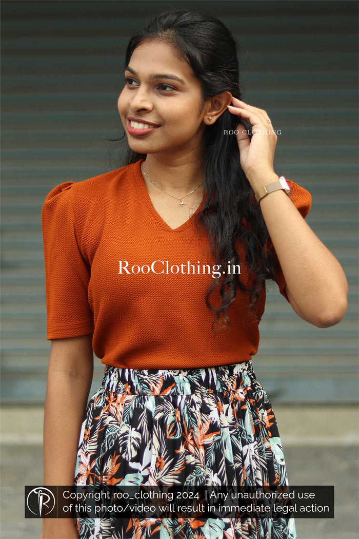 Retro Summer Leaves Printed Pleated Skirt
