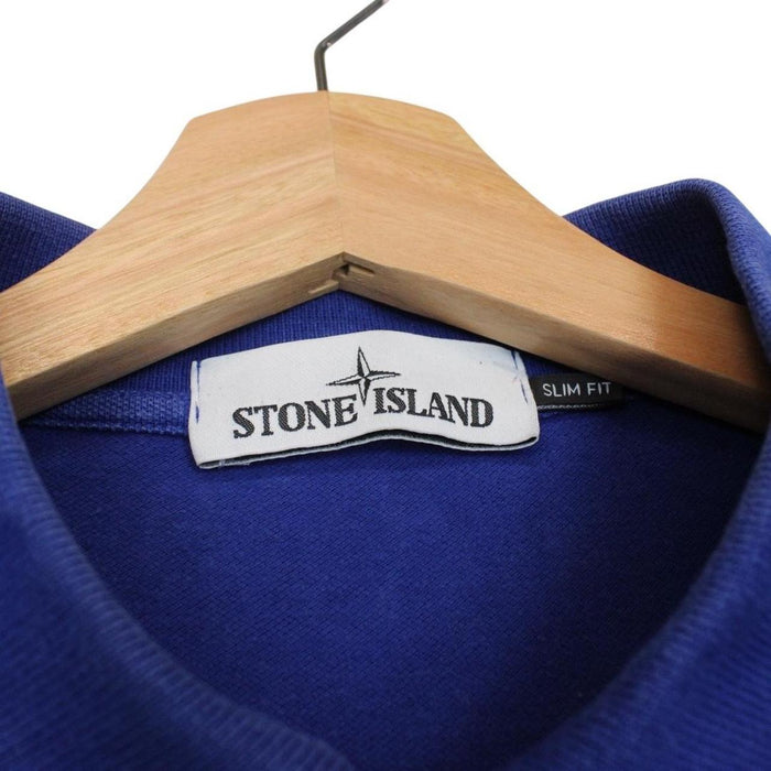 Stone Island AW 2015 Blue Short Sleeve Compass Cotton Polo Shirt