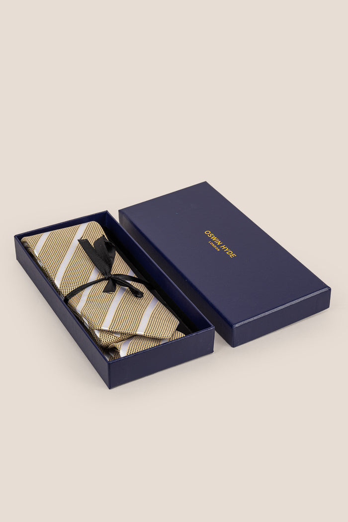 Stripe Brown White tie with elegant design, perfect for weddings, office wear, and formal occasions.