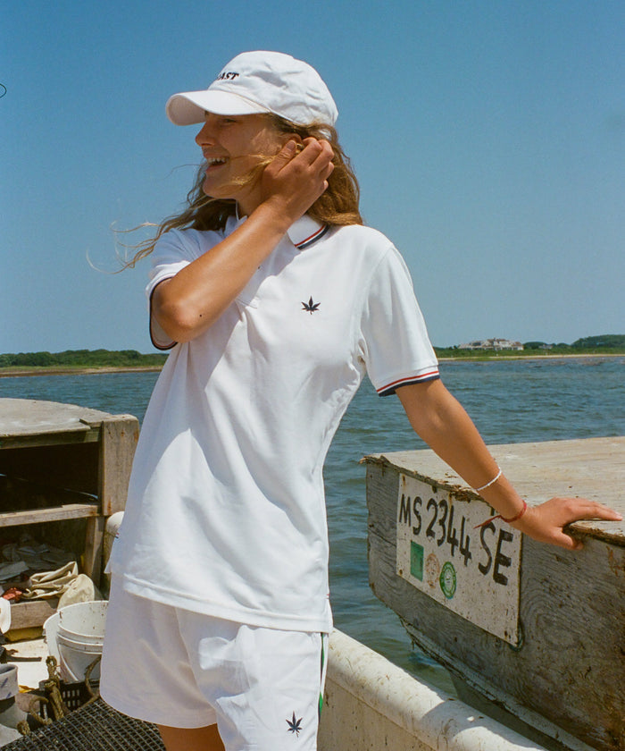 Polo in White Red Navy