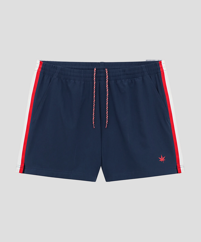 4" Tipped Match Short - Navy with Red Leaf