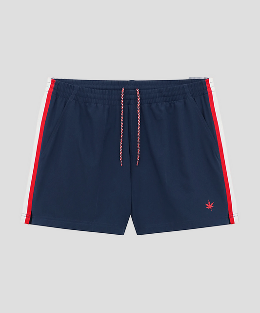 4" Tipped Match Short - Navy with Red Leaf