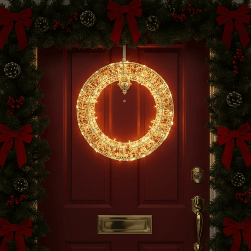 50cm Christmas Wreath Light Beaded Decoration Copper Wire Warm White