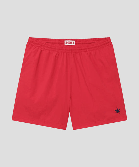 Swim Short in Red Navy Leaf