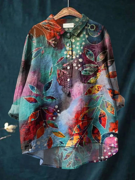 Abstrct leaves Art Print Casual Cotton Shirt