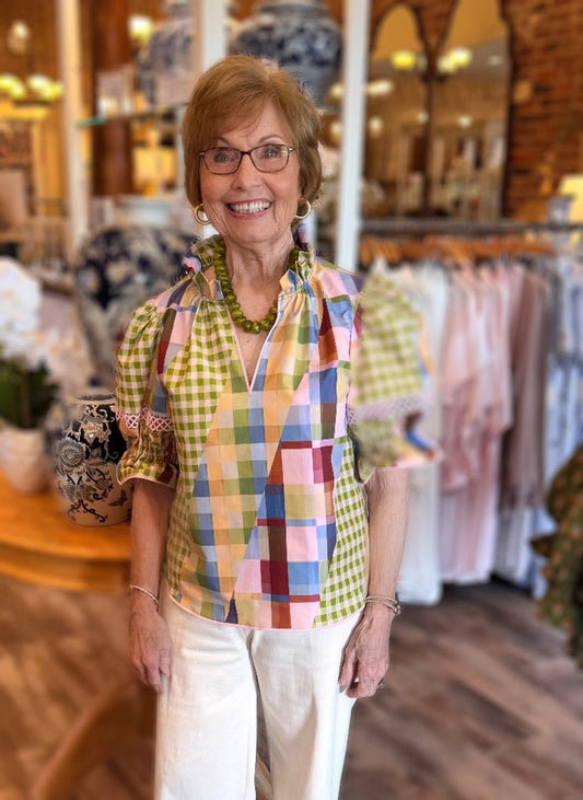 Alden Adair Lottie Top in Diagonal Check