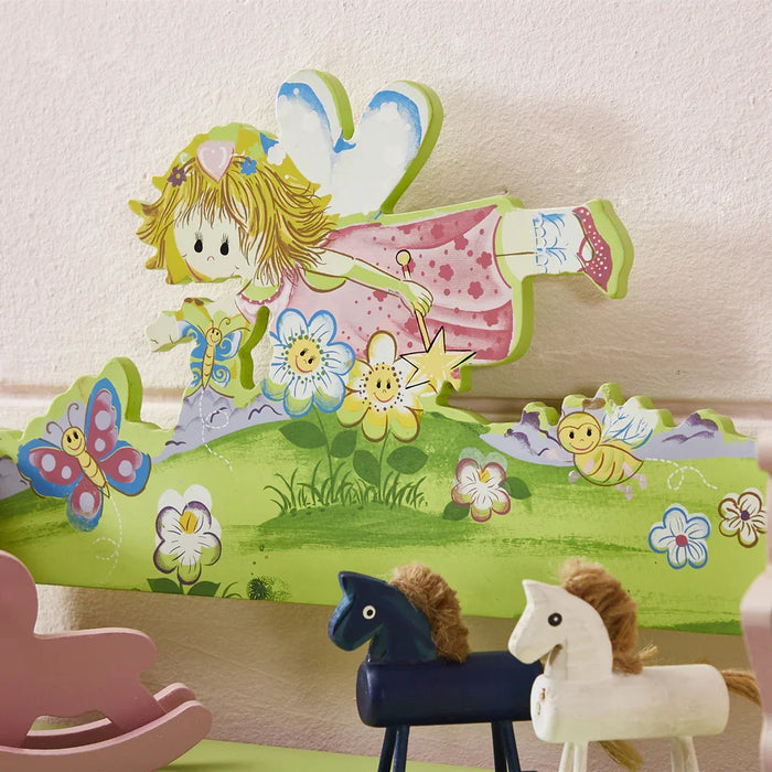 Decorative children's flower bookcase with fairy theme and storage drawer