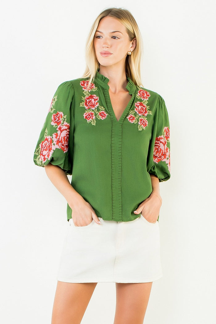 All The Days Ahead Green Floral Top