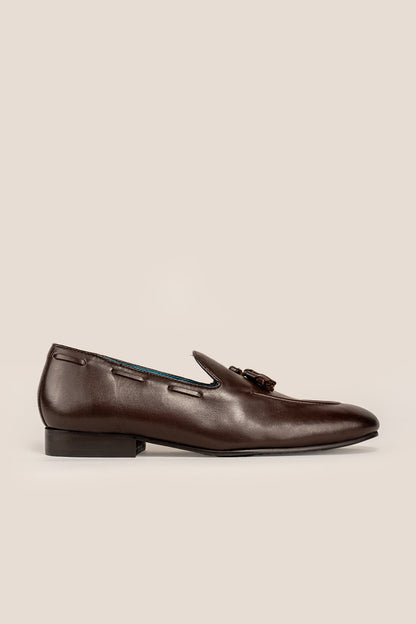 Alvin Brown leather tassel loafers for men, crafted from premium leather with classic tassel detail, ideal for formal and smart casual occasions.