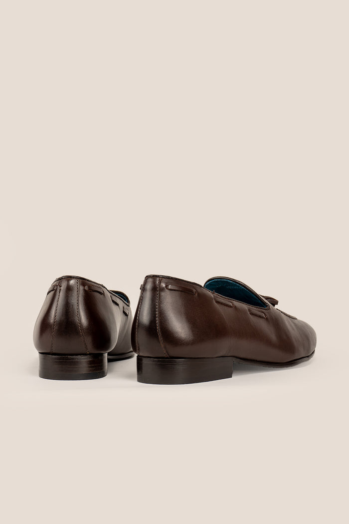 Alvin Brown leather tassel loafers for men, crafted from premium leather with classic tassel detail, ideal for formal and smart casual occasions.