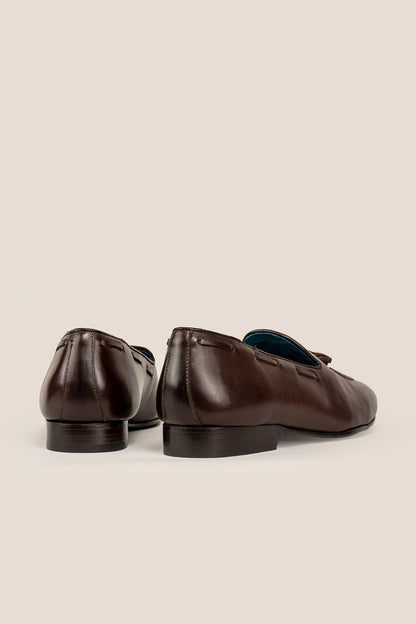 Alvin Brown leather tassel loafers for men, crafted from premium leather with classic tassel detail, ideal for formal and smart casual occasions.