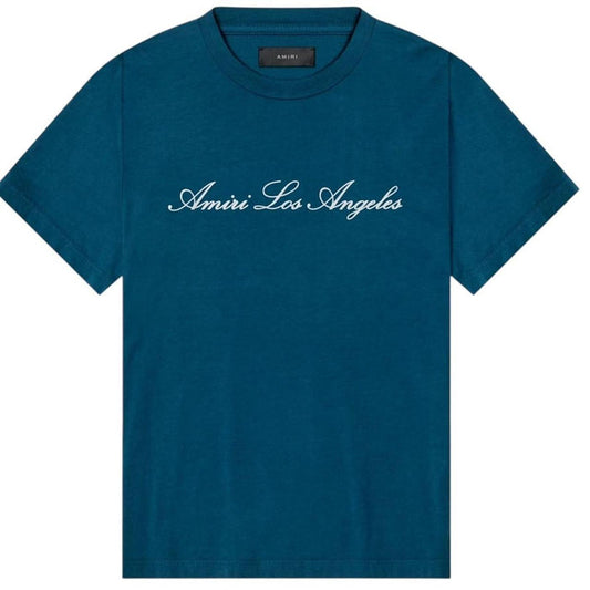 Amiri Petrol Blue Short Sleeve Los Angeles Print T-Shirt