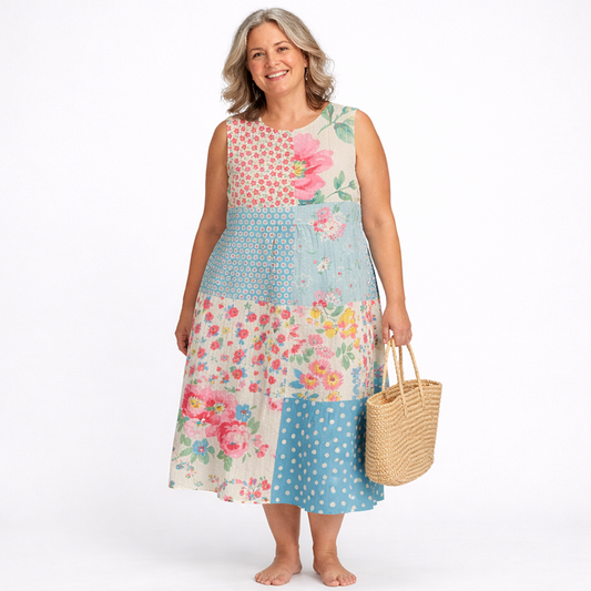 Anna | Patchwork Midi Dress