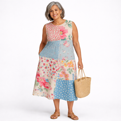 Anna | Patchwork Midi Dress