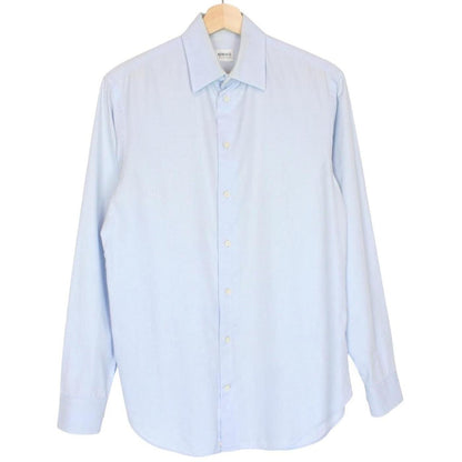 Armani light blue long sleeve cotton shirt with subtle collar discolouration.