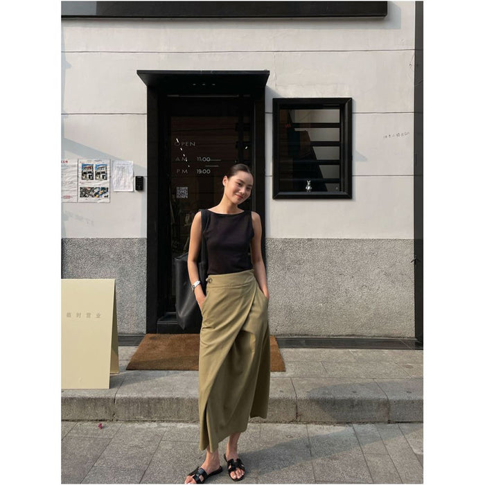 PURITY YH Niche Korean Style 2025 Summer Women s High Waisted Irregular A Line Skirt image 1