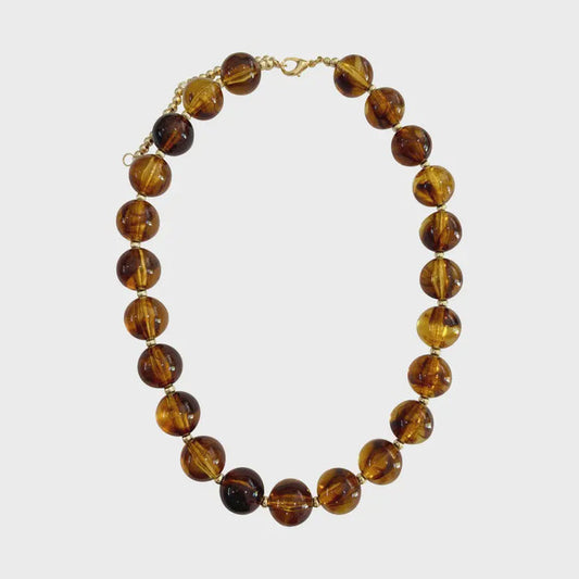 Avery Chunky Beaded Necklace in Tortoise