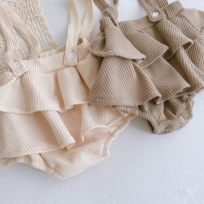 Baby Girl Pleated Romper 0-2 Years | Lotus Leaf Ruffle Baby Romper Girl