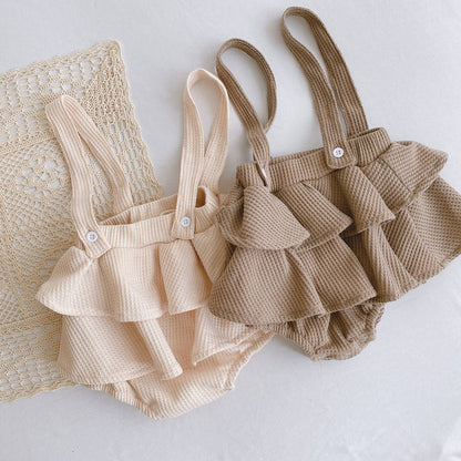Baby Girl Pleated Romper 0-2 Years | Lotus Leaf Ruffle Baby Romper Girl