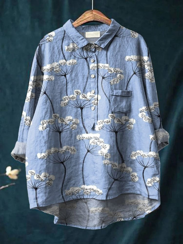 Babysbreath Pattern Casual Cotton Shirt