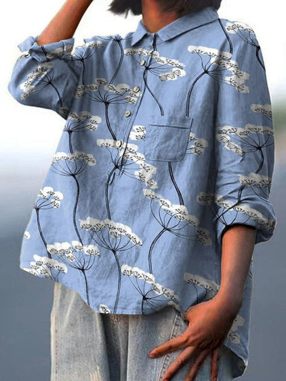 Babysbreath Pattern Casual Cotton Shirt