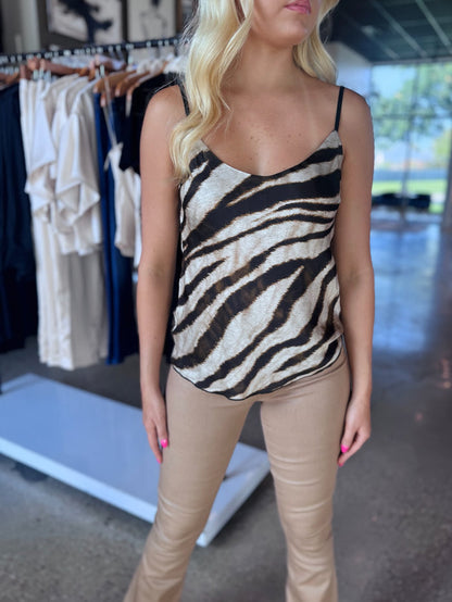 Beige Tiger Silky Tank
