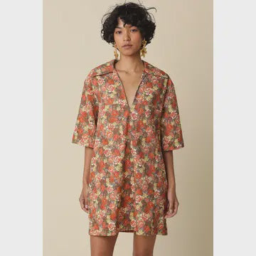 Brandy Floral Shirt Dress in Rust