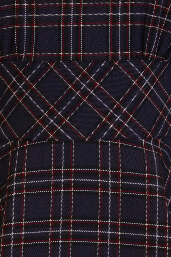 British Accent Dress in Navy Tartan