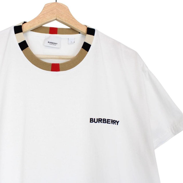 Burberry White and Tan Brown Jayson Nova Check Short Sleeve T-Shirt
