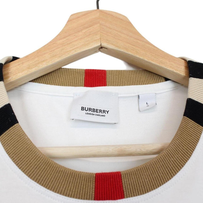 Burberry White and Tan Brown Jayson Nova Check Short Sleeve T-Shirt