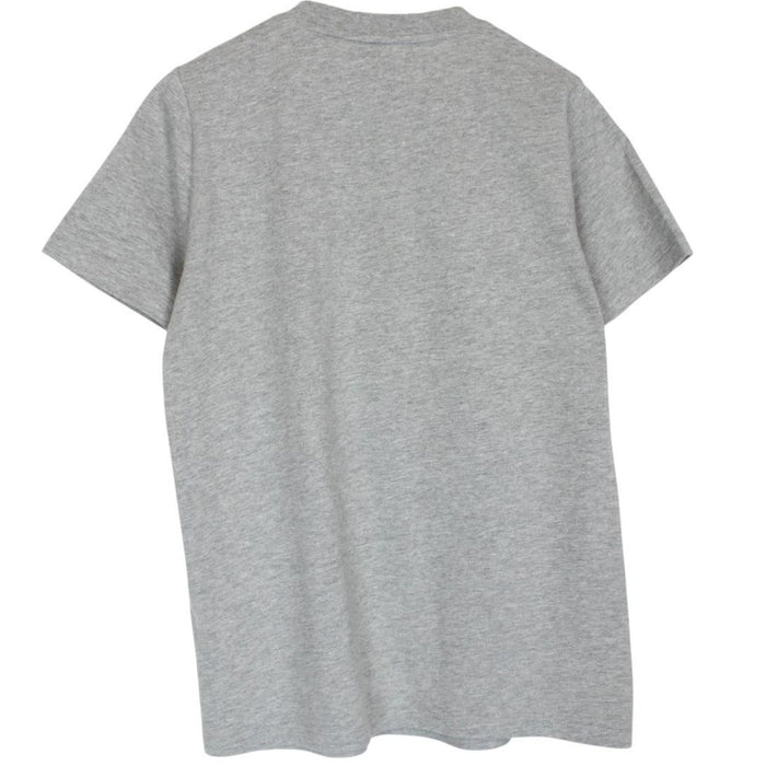 Burberry grey cotton pocket t-shirt with white logo print and short sleeves.